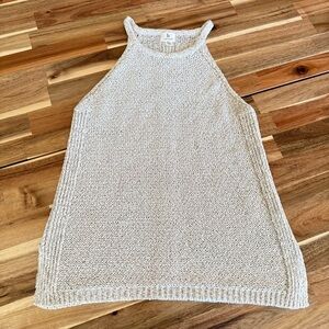 B New York Open Knit Tank Top Cream Oatmeal Neutral Sleeveless Size L | Coastal